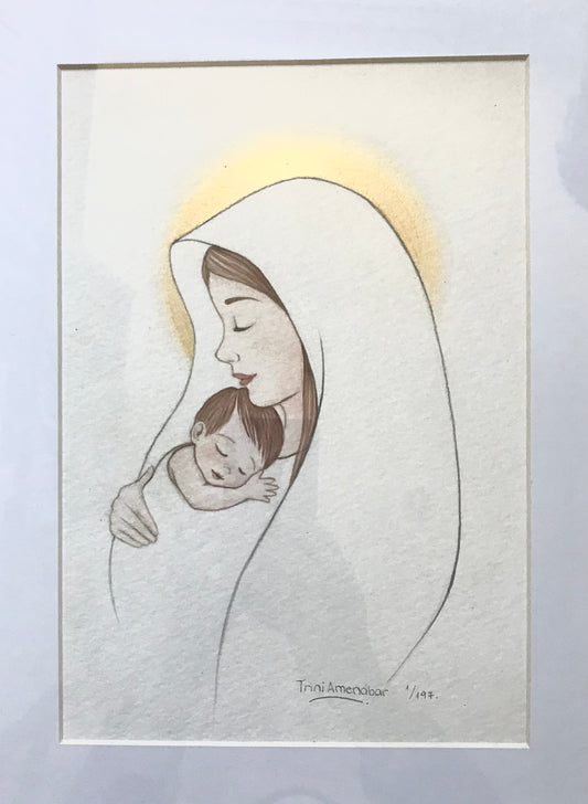 Virgen y Niño Jesús. Bautizo. Cuadros infantiles para niños únicos y exclusivos