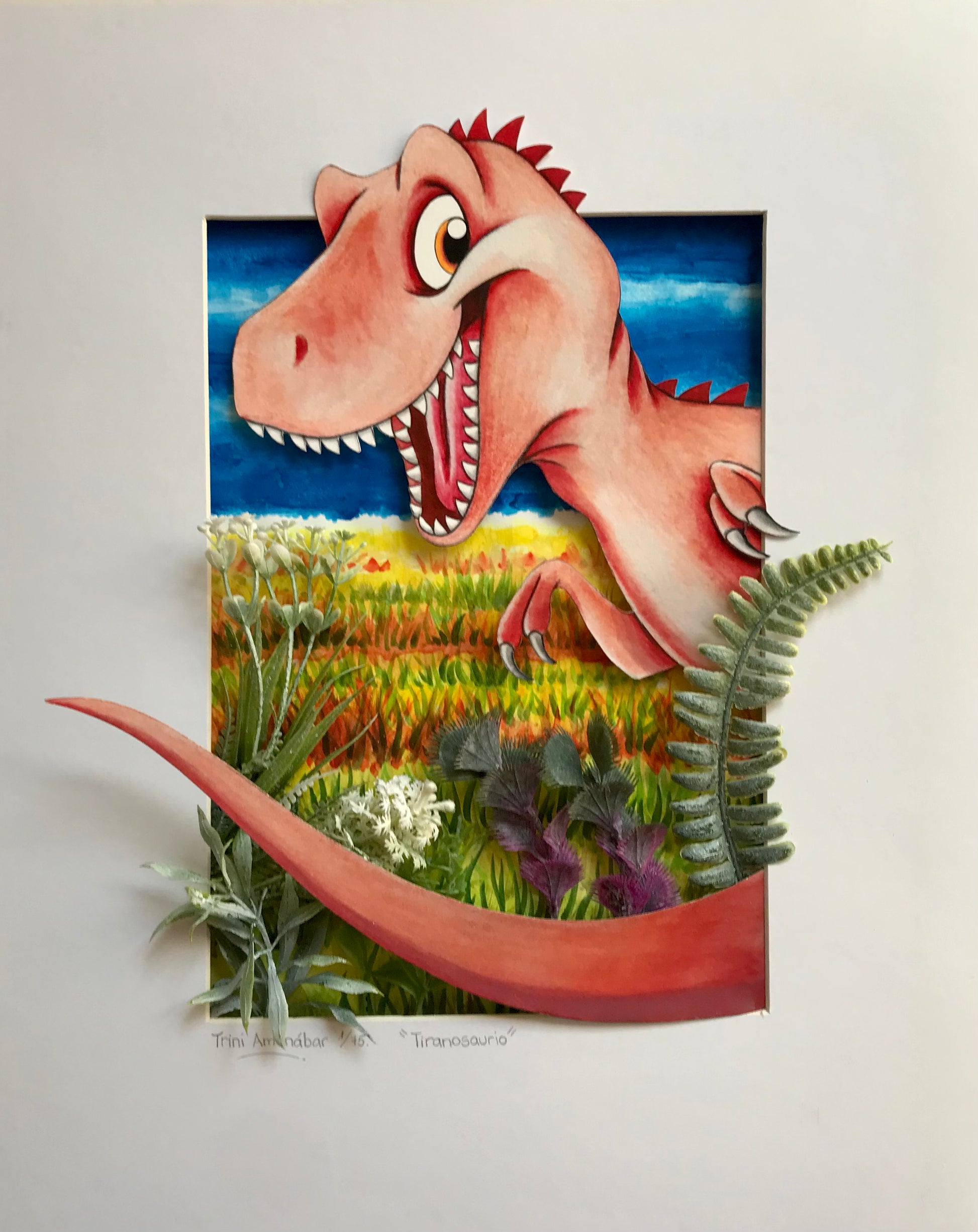 Tiranosaurio. Dinosaurio, cuadro tridimensional, cuadros infantiles únicos y exclusivos