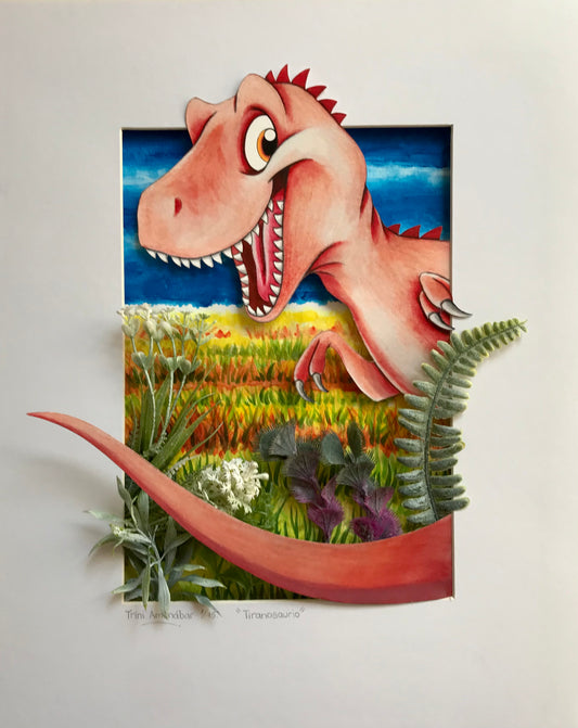 Tiranosaurio. Dinosaurio, cuadro tridimensional, cuadros infantiles únicos y exclusivos